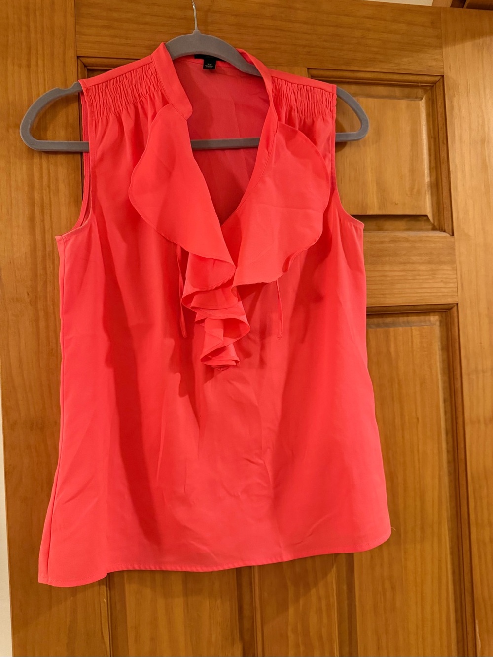 Ann Taylor Sleeveless Ruffle V-Neck Camisole - Coral
